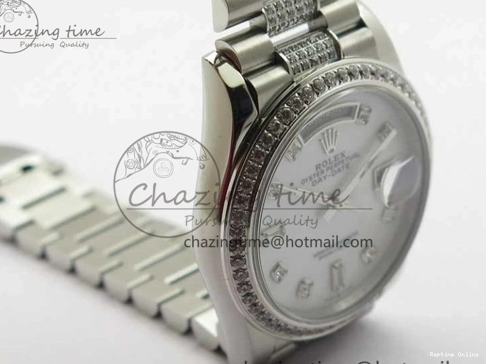 0516 Day-Date 36mm 128239 SS Crystal BP Best Edition White MOP Crystal Marker Dial on SS President Bracelet A MoistureWicking 2682